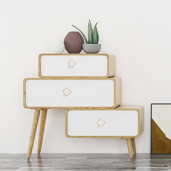 6 st fyrklöverhandtag kreativa skåp lådhandtag guld knoppar för byrå garderob handtag zinklegering enkelhålsdörrhandtag White
