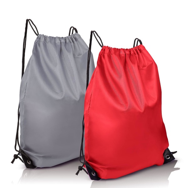 2stk Snøre Tasker, Pe Bags String Svømmetaske Træner Taske Personlig Snøre Taske Gray Red