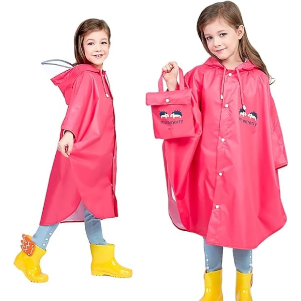 Lasten poncho sarjakuva sadetakki takki kevyt koululaukku vedenpitävä hupullinen sadetakki toddler poika tyttö poncho punainen, 5-7T