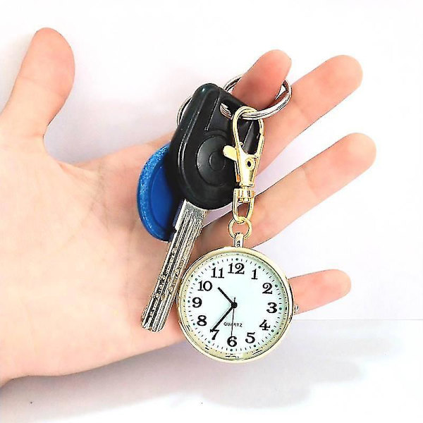 Quartz Lommeur Keychain Ure Runde Skive Bærbar Simpel Vedhæng Til Kvinder Mænd