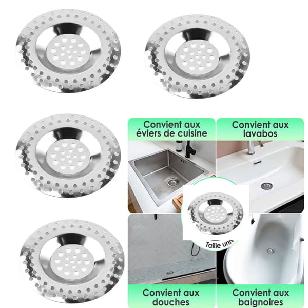 Sats om fyra delar (ca 7,5 * 7,5 * 0,5 cm) för alla avlopp, Diskhossil, Diskhossil, Diskhossil, Badkarsavlopp, Duschsil, Diskho