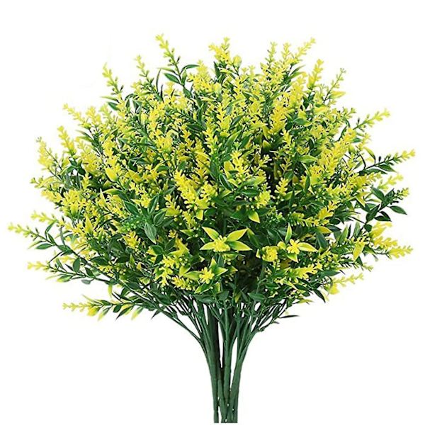Grön syntetisk plastblomsimulering Dekorativ blomma 5 klor Konstgjord lavendelväxt Heminredning Yellow