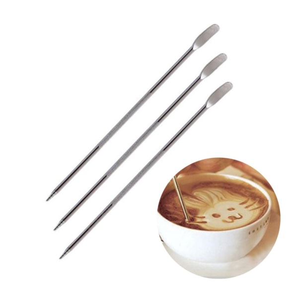 3-delt sæt af rustfrit stål kaffebroaching nåle udskæringspinde til fancy kaffe