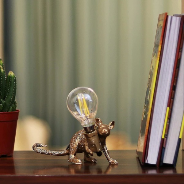 Museformet bordlampe, harpiks kreativ bordlampe sengebordslampe sengegave dekoration soveværelse