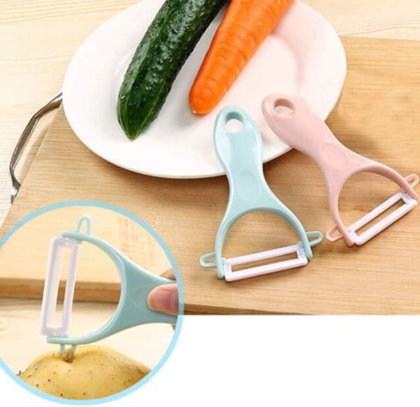 Frukt- och potatisskalare, set med 2 - rosa/blå