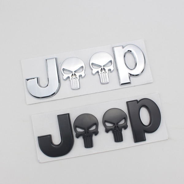 Jeep Punisher Car Logo Bildekal, Silver