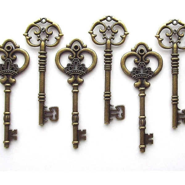 Blandat set med 20 extra stora skelettnycklar i antik brons - Set med 20 nycklar (2 stilar) - 3 1/4&quot; Nycklar