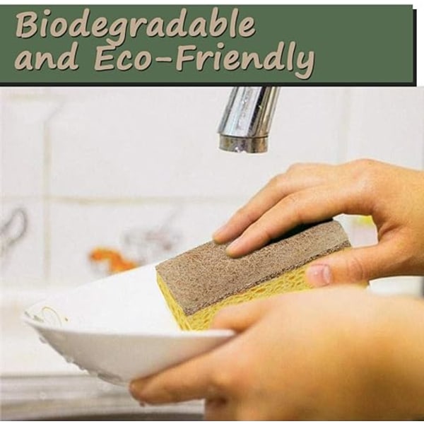 2 st Natursvamp - miljövänliga disksvampar, naturliga rengöringsprodukter för hemmet, repfri biologiskt nedbrytbar (cellulosa sisal)