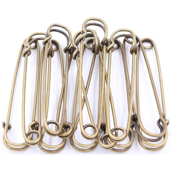 Sikkerhedsnåle Store Heavy Duty Sikkerhedsnål, Rustfrit Stål Sikkerhedsnål Bronze 100mm 15pcs