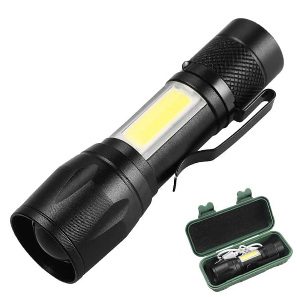 LED lommelykt USB oppladbar mini bærbar superlys H