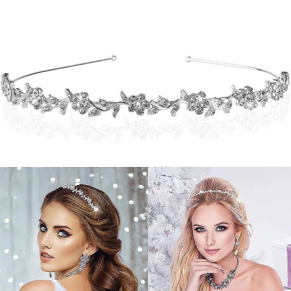 Huvudband Bröllop Brud Bröllop Hårband Silver Hårtillbehör Hårband Bröllop Tiara
