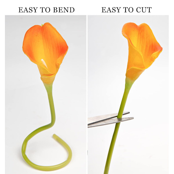 Kunstig Calla Lily 10 stk Orange Blomster Kunstige Lillier Blomsterbuket Falske Calla Lillier Plante Dcor Til Blomsterarrangement Bryllup, Braidal, H 3 10pcs