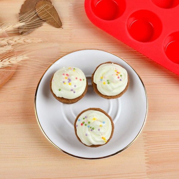 2 stk. silikone muffinform mini 24 kopper cupcakeform, nonstick bpa-fri silikone bageform