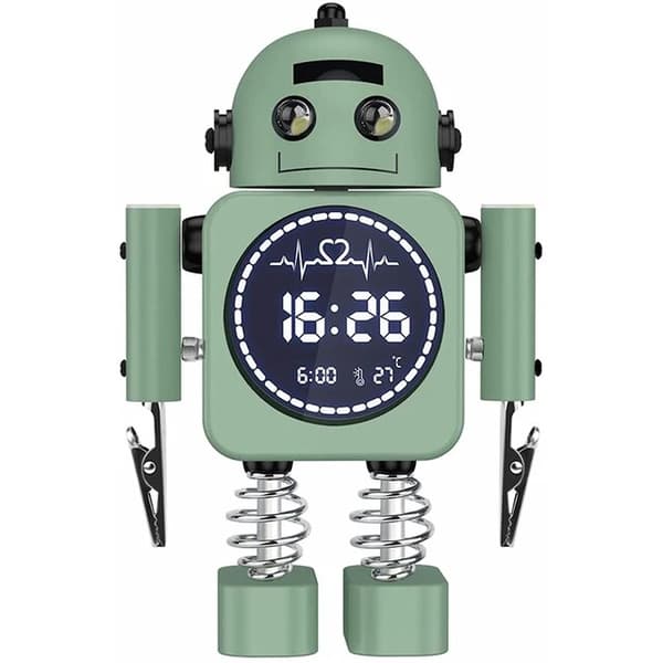 Smart Robot Digital Väckarklocka Temperaturdisplay Bordsur med Snooze-läge Sovrumsbordsdekoration Barnpresent