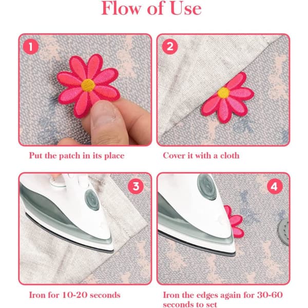 22 stk Stryke-på-lapper Mini Broderte Lapper Blomster Stryke-på-lapper