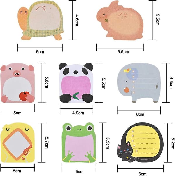 8 Block Sticky Notes Djur Sticky Notes Flyttbara Självhäftande Anteckningar Nyhet Cartoon Sticky Notes Block Set