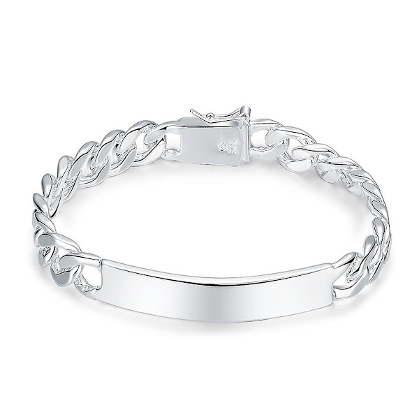 Charmming 925 Silver Plated Design Noble Pretty 10mm Herrkedja Smycken Mode Geometrisk Armband