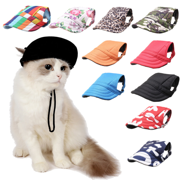 1PCS Oransje S Hund Sportshatt Katt Kjæledyr Baseball Cap Utendørs Solhatt Moteriktig Solhatt Justerbar Stripe Sommer Reisehatt med Ørehull