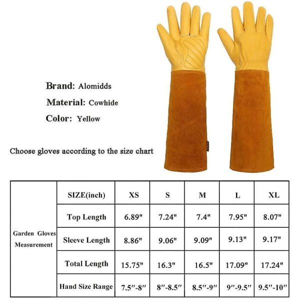 Hagearbeidshansker for kvinner/menn, tornstikkbestandige, roseskjærende, lange underarmer, tunge, beskyttende sikkerhetshagehansker S