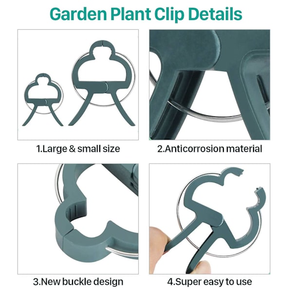 Växtstöd clips, 20-pack återanvändbara trädgårdsklämmor för skonsamma växter och blommor, stöd för klätterväxter och stjälkar