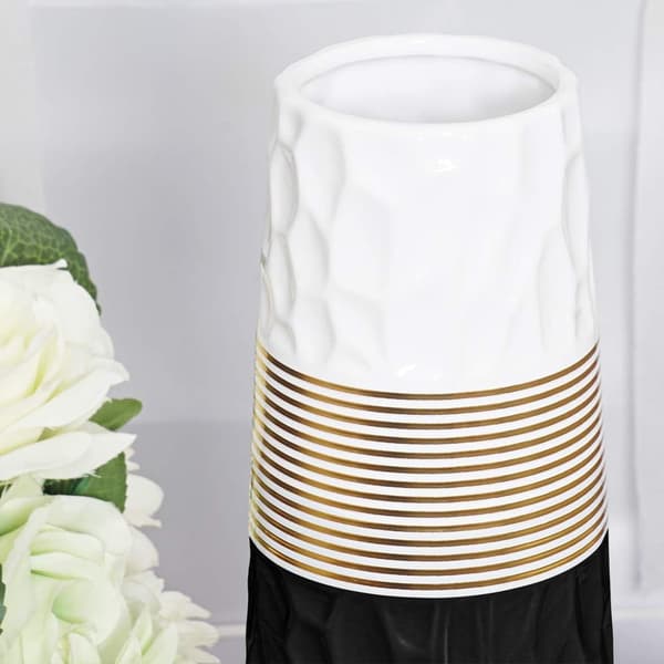 28 cm vase gull svart og hvit keramikk høy design dekorasjon