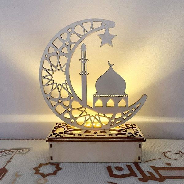 Ramadan-dekorasjoner, månestjerne-ramadanlys, ramadan-dekorasjoner - Ramadan Eid LED-nattlys, dekorasjoner bord A