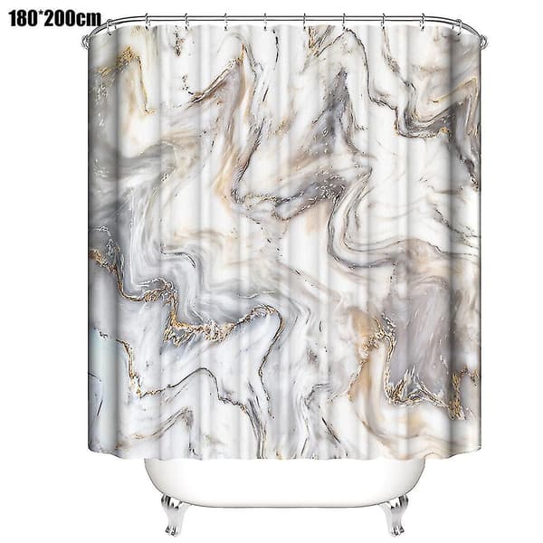Marmor badrum vattentät bad duschdraperi med krokar 180x200cm