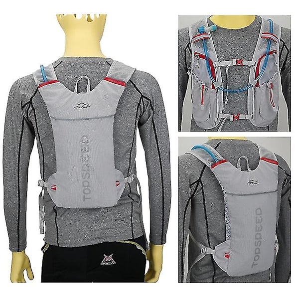 5l löparryggsäck, herr dam jogging löpning hydrering ryggsäck, utomhus maraton vattenpåse Gray
