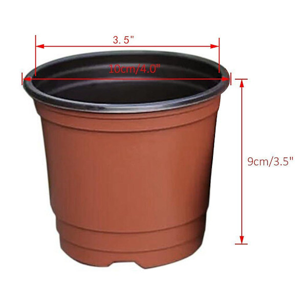 100 stk. 4\" Plastik Plantebørnehave Potte/potter Frøplanter Blomsterplantebeholder Frøstartpotter