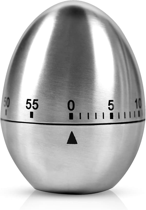 Äggtimer i rostfritt stål, mekaniskt köksredskap, timer, kökstimer, äggformad timer
