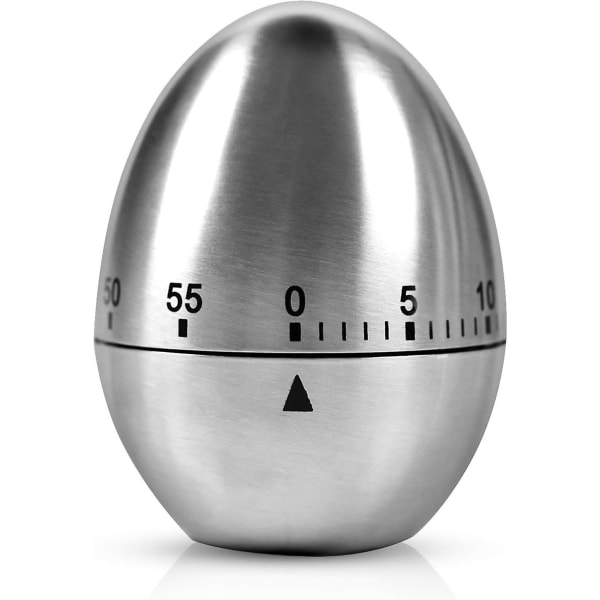 Rustfrit æggeur i rustfrit stål, mekanisk køkkenredskab, timer, køkkentimer, æggeformet timer