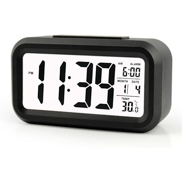 Kreativ väckarklocka morgon snooze väckarklocka väckarklocka LED bakgrundsbelyst skärm digital display med kalenderdatum, temperatur, tid, smart indikator
