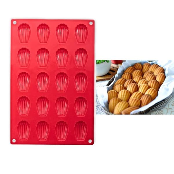 20 hålig skalformad bakform Non-stick rektangulär kakform för chokladkaka Dessertgodis, 30x20 cm