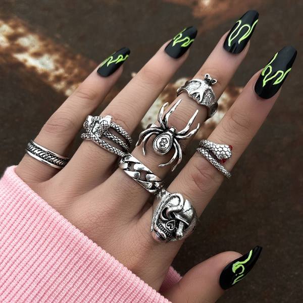 7 stk. Punk Snake Ringe til Kvinder Gothic Spider Mænd Smykker