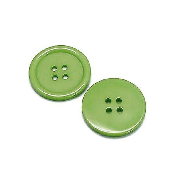 Dull Green Resin 23mm 4-hole Round Buttons Pack Of 10