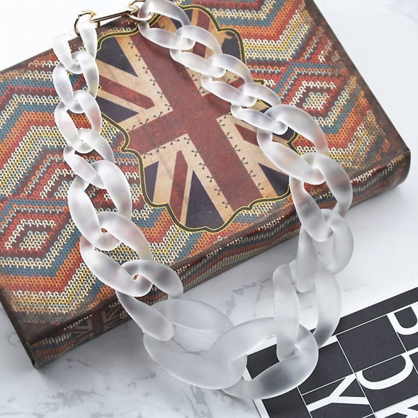 Kvinnors Akryl Chunky Resin Halsband Vintage Bohemian Frostad Plast Kubansk Länk Kedja Choker