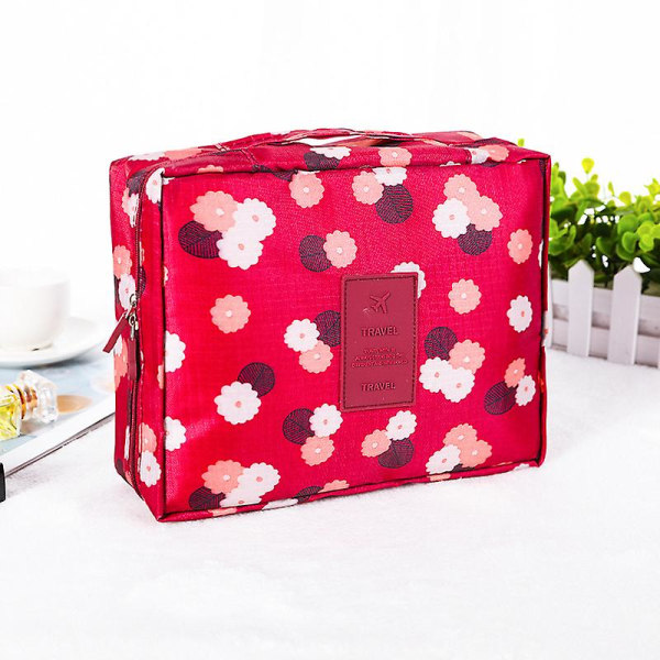 Utendørs jente kosmetisk veske sminkeveske kvinner toalettartikler arrangør vanntett oppbevaring for Cosametics Fashion Make up Pouch Case Burgundy flowers