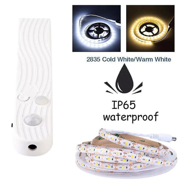 Pir Bevegelsessensor LED Strip Lys Trapper Skap Hjem Batteridrevet Lampe Warm White