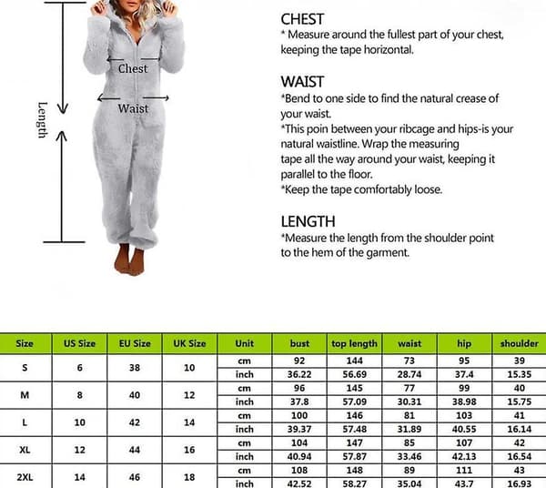 Kvinders Vinter Fluffy Fleece Hætte All In One Jumpsuit Gray XL