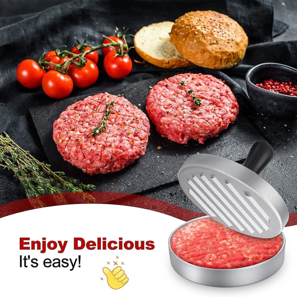 Burgerpresse med 100 ark bakepapir, hamburgerpresse-sett laget av støpt aluminium for deilige hamburgere, karbonader, grillmat, burgerpresse med non-stick