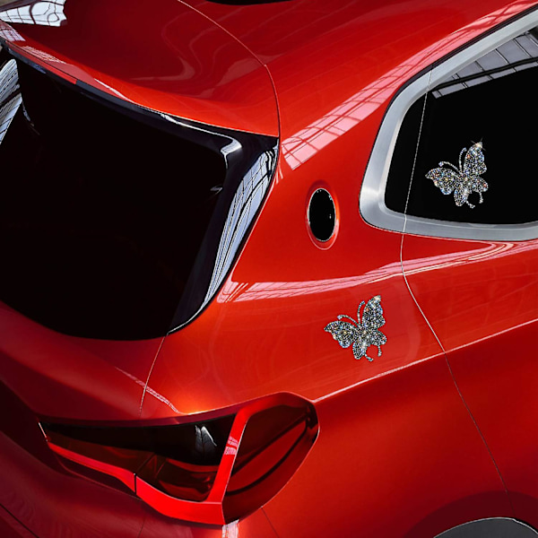 3 stk. krystalbilstickermærker, Bling Butterfly Crystal Rhinestone Car Sticker Decal, Bling Butterfly Bilpynt