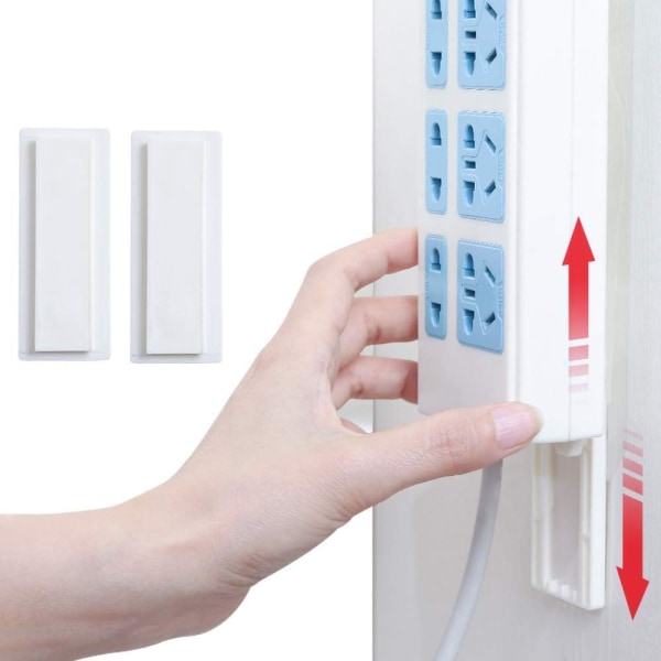 Väggfäste för Power Strip (2 delar), Stansfri självhäftande Smart Power Strip-fäste för Plug-in Socket Hållare, Vägg/Skrivbord, Power Strip/WiFi Rout