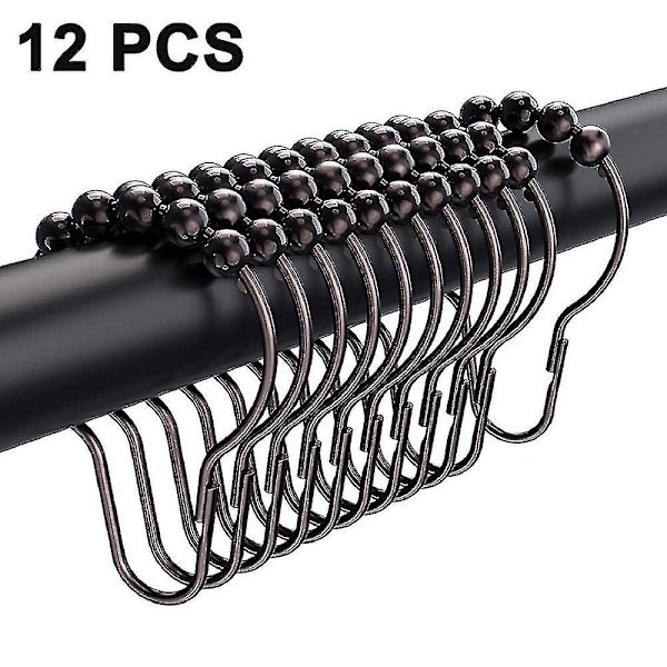12 st duschdraperiringar - nickelfärg Black