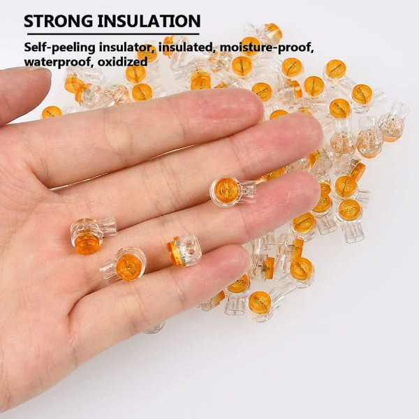 200pcs Waterproof Gel-filled Orange Clear Button Telephone Wire Connectors K1 Network Cable Terminals