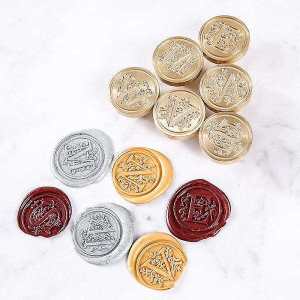 Elite Messing Retro Alfabet Initialer Voksstemplingsstempel 26 Bogstaver A-z Voksstemplingsstempel Til Postdekoration Diy Kortfremstilling I