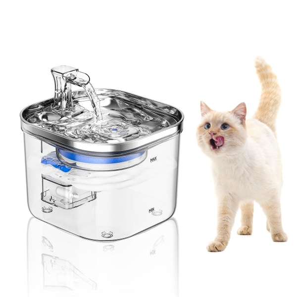 Kattvattenfontän i rostfritt stål, automatisk vattenfontän för katter inuti, ultratyst husdjursfontän för hundar Vattendispenserfilter för katter, små hundar US