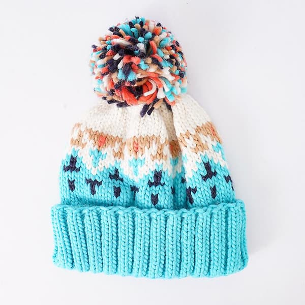 Pom Pom Beanie, Sort og Grå Vandafvisende Hue Blue