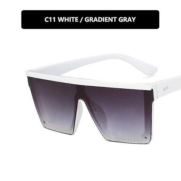 Nye trend store ramme ett stykke Uv400 solbriller gatefotografering mann/kvinne solbriller retro Solid white and double gray