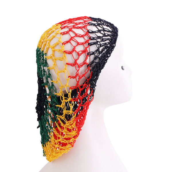 Rød, gul og grønn dusjhette for kvinner og jenter, gjenbrukbar, overdimensjonert, vaskbar, søt og myk, håndlaget heklehårnett imitert rayon kvinners turban N
