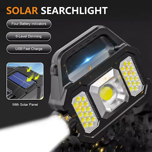 Strømforsynet Power output arbejdslys Indbygget litiumbatteri USB-opladning og solenergiopladning SMD COB LED genopladelig lommelygte